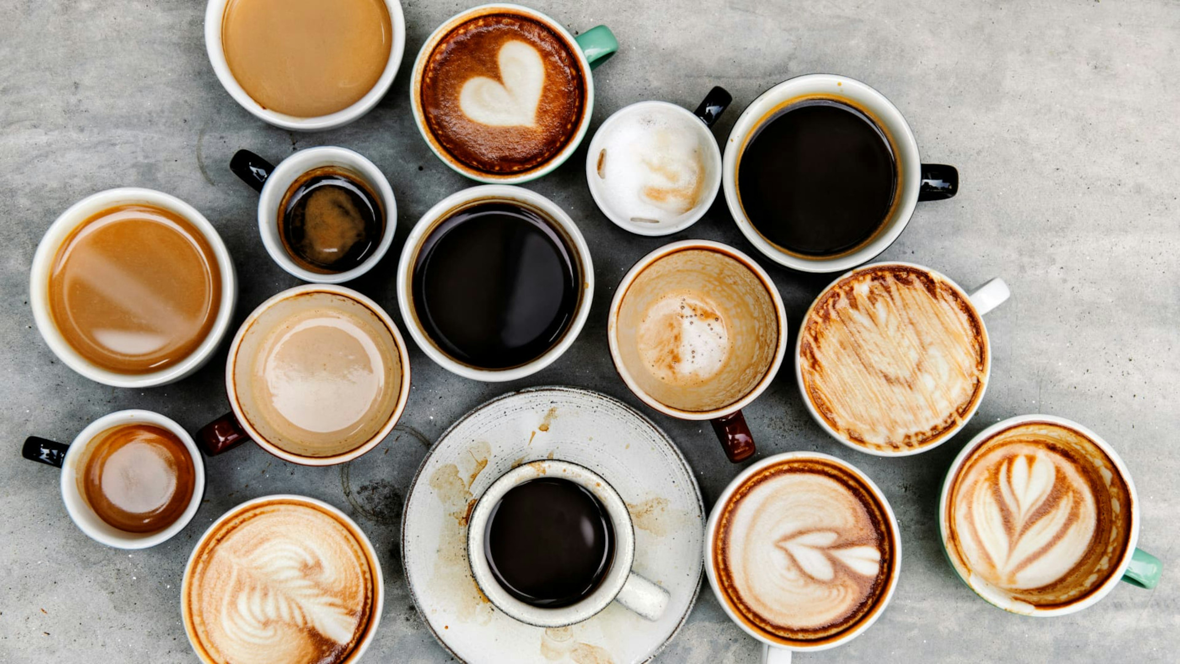 Luftaufnahme von verschiedenen Kaffee